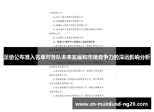 足协公布准入名单对各队未来发展和市场竞争力的深远影响分析 足协公布准入名单对各队未来发展和市场竞争力的深远影响分析